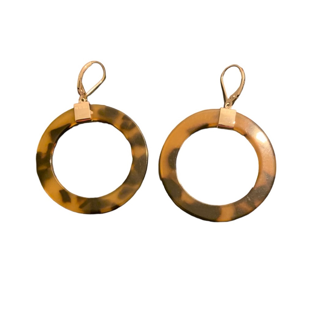 SALE ~VERA AND CO Sterling Silver and Tortoise Open Circle Drop Earrings NWT - Picture 4 of 4